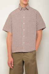 Short sleeve checkered print shirt