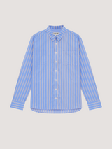 Chemise bleue à manches longues et imprimé à rayures