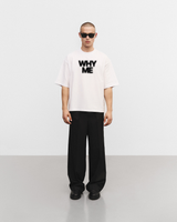 T-shirt oversize blanc "Why me"