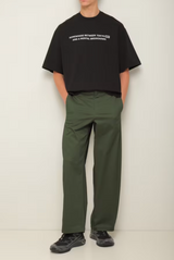 Wide-Leg Olive Cotton Trousers