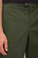 Wide-Leg Olive Cotton Trousers