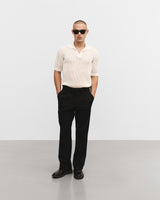 Milk knitted polo