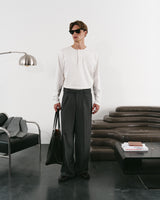 Stripe-print grey wide leg trousers