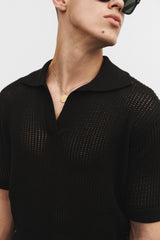 Black knitted polo