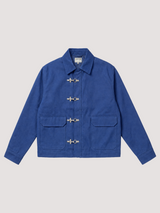 Dark blue jacket with metal closures