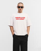 T-shirt blanc oversize « Chômeur et en manque »