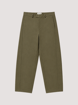 Wide-Leg Olive Cotton Trousers