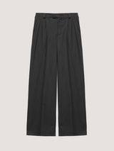 Stripe-print grey wide leg trousers