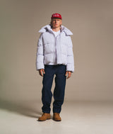 Stripe-print puffer jacket