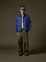 Dark blue jacket with metal closures