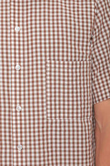 Short sleeve checkered print shirt