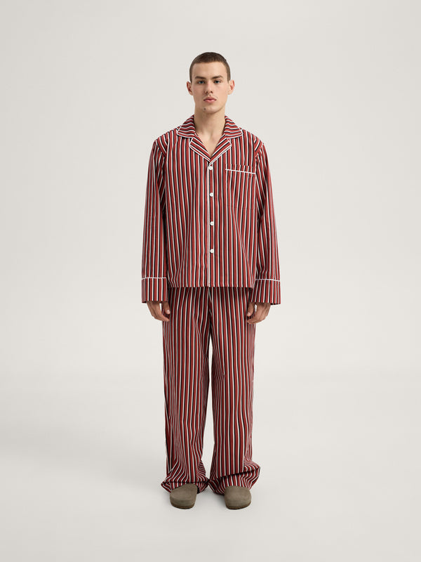 Red-striped pajama shirt