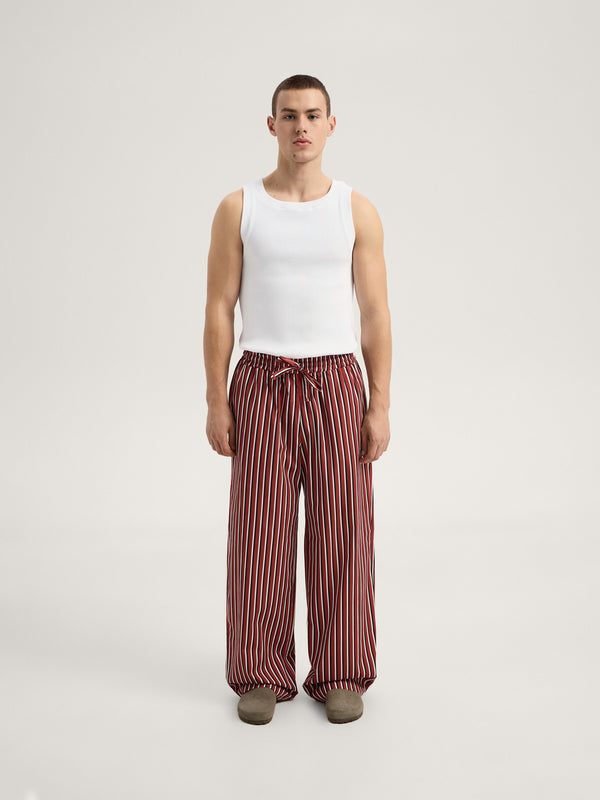 Red-striped pajama pants