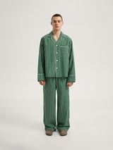 Green-striped pajama pants