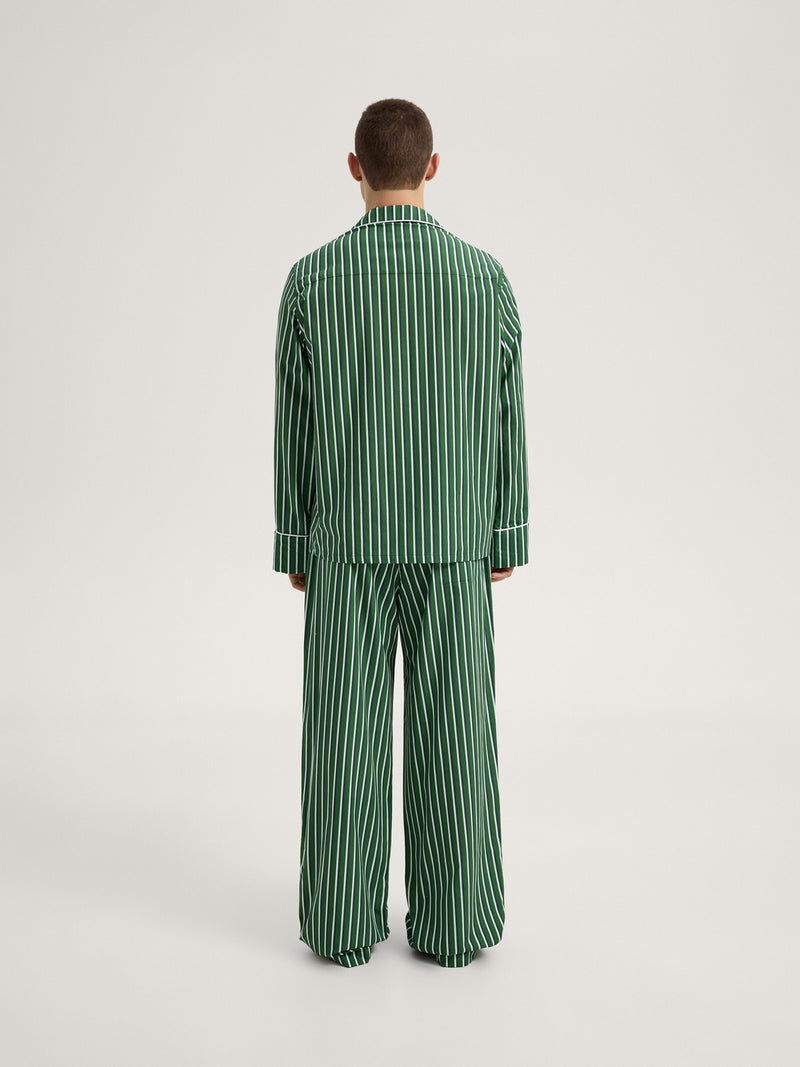 Green-striped pajama pants