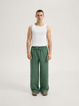 Green-striped pajama pants