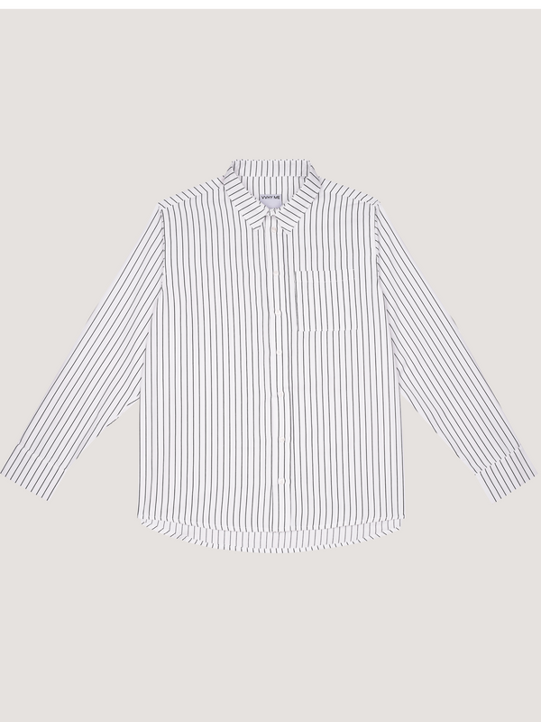 Long sleeve stripe-print b&w shirt