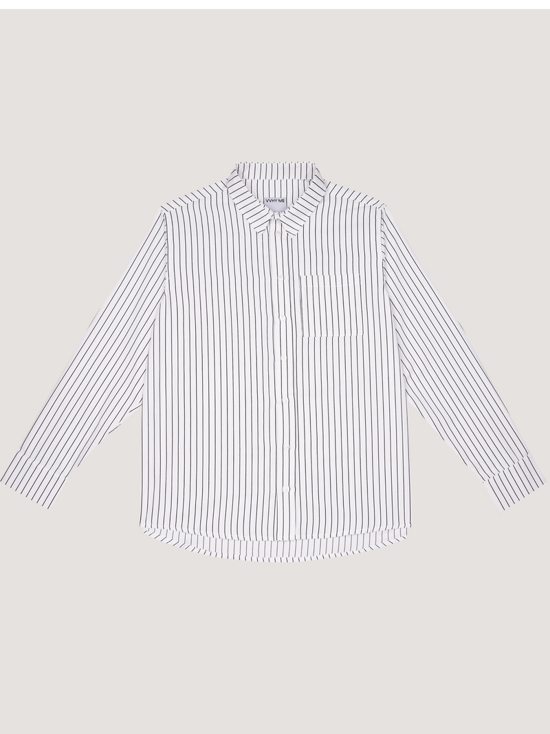 Long sleeve stripe-print b&w shirt