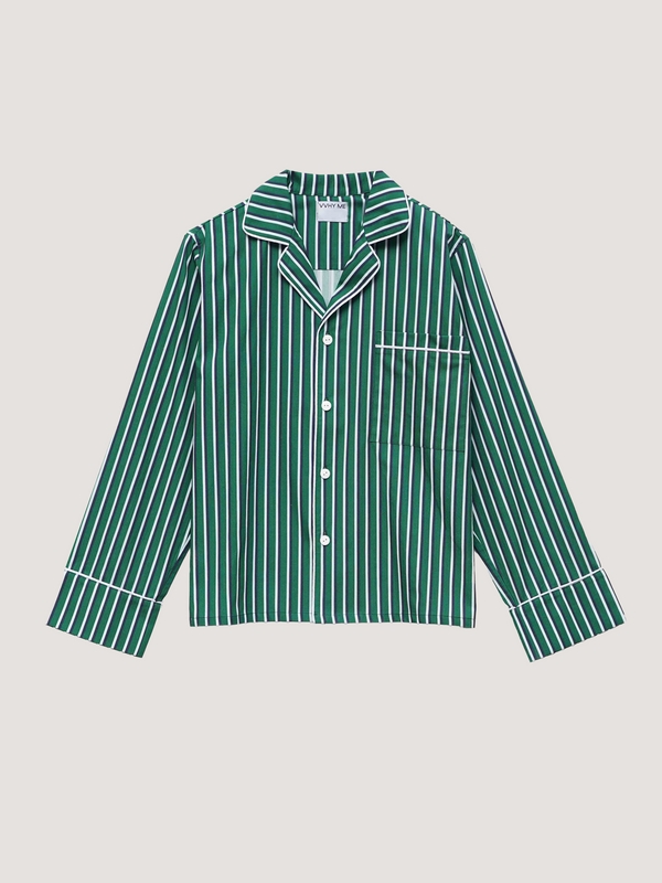 Green-striped pajama shirt