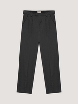 Stripe-print grey wide leg trousers
