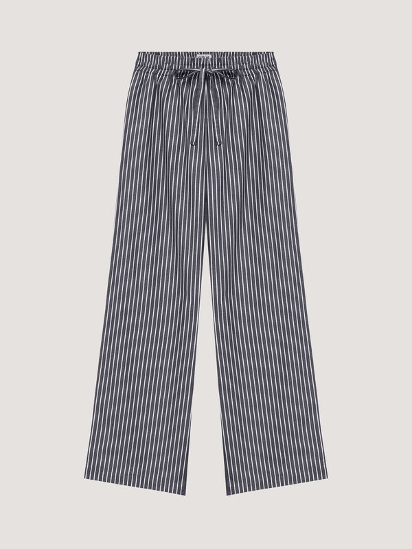 Grey-striped pajama pants