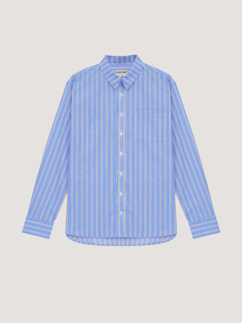 Long sleeve stripe-print blue shirt