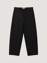 Wide-Leg Black Cotton Trousers