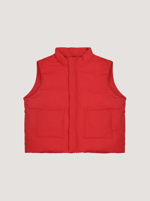 Red puffer vest