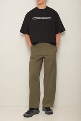Wide-Leg Olive Cotton Trousers
