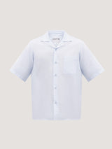 Short sleeve blue linen shirt