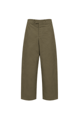 Wide-Leg Olive Cotton Trousers