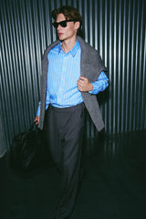 Long sleeve stripe-print blue shirt