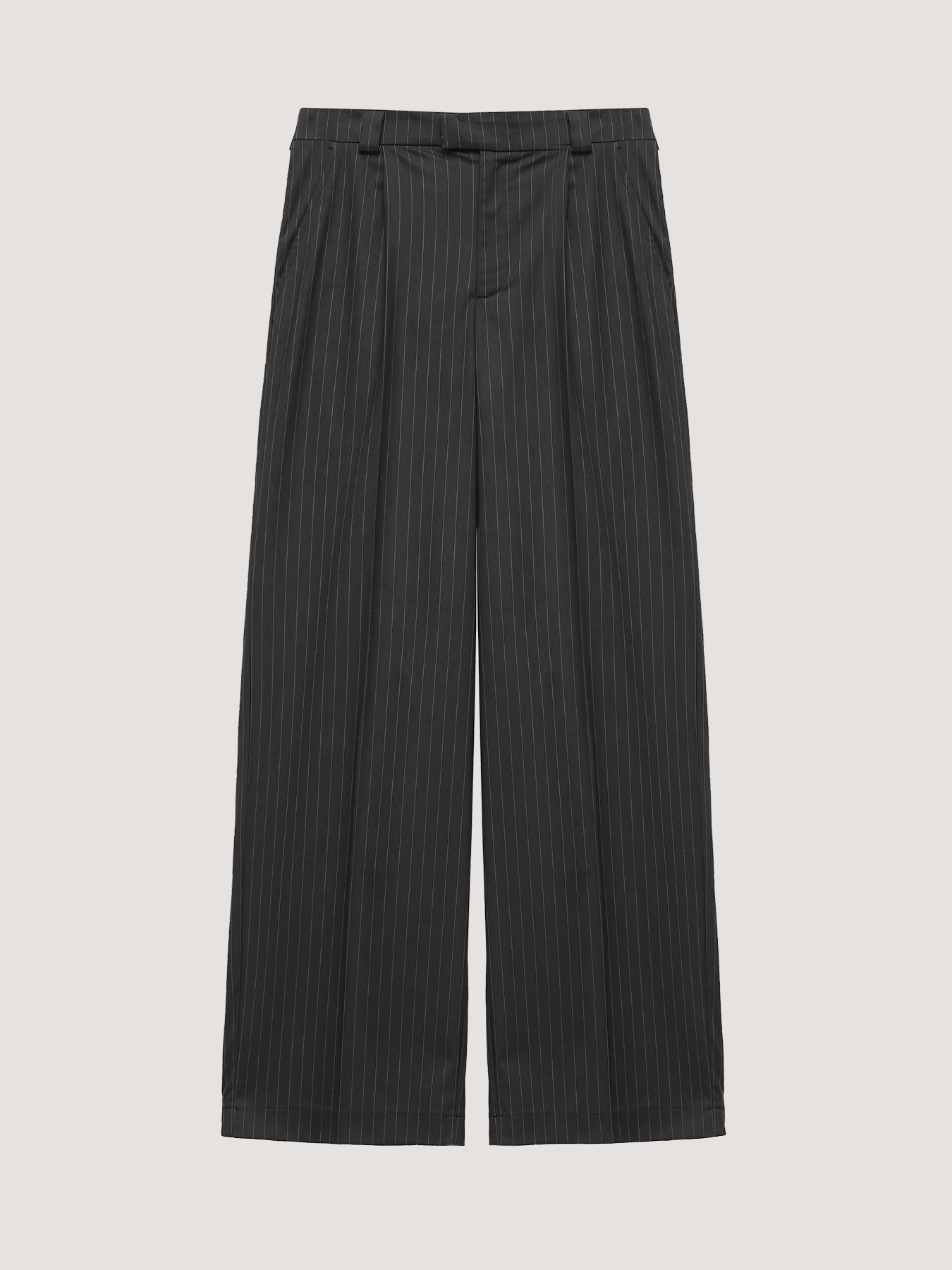 Stripe-print grey wide leg trousers