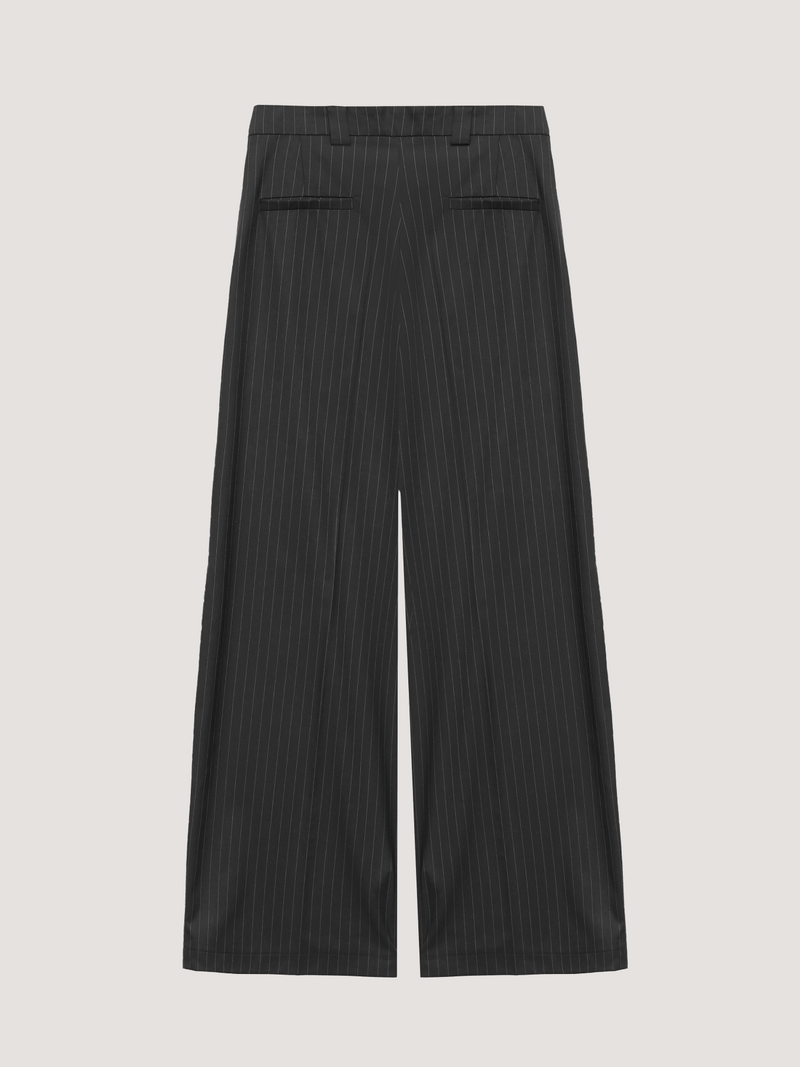 Stripe-print grey wide leg trousers