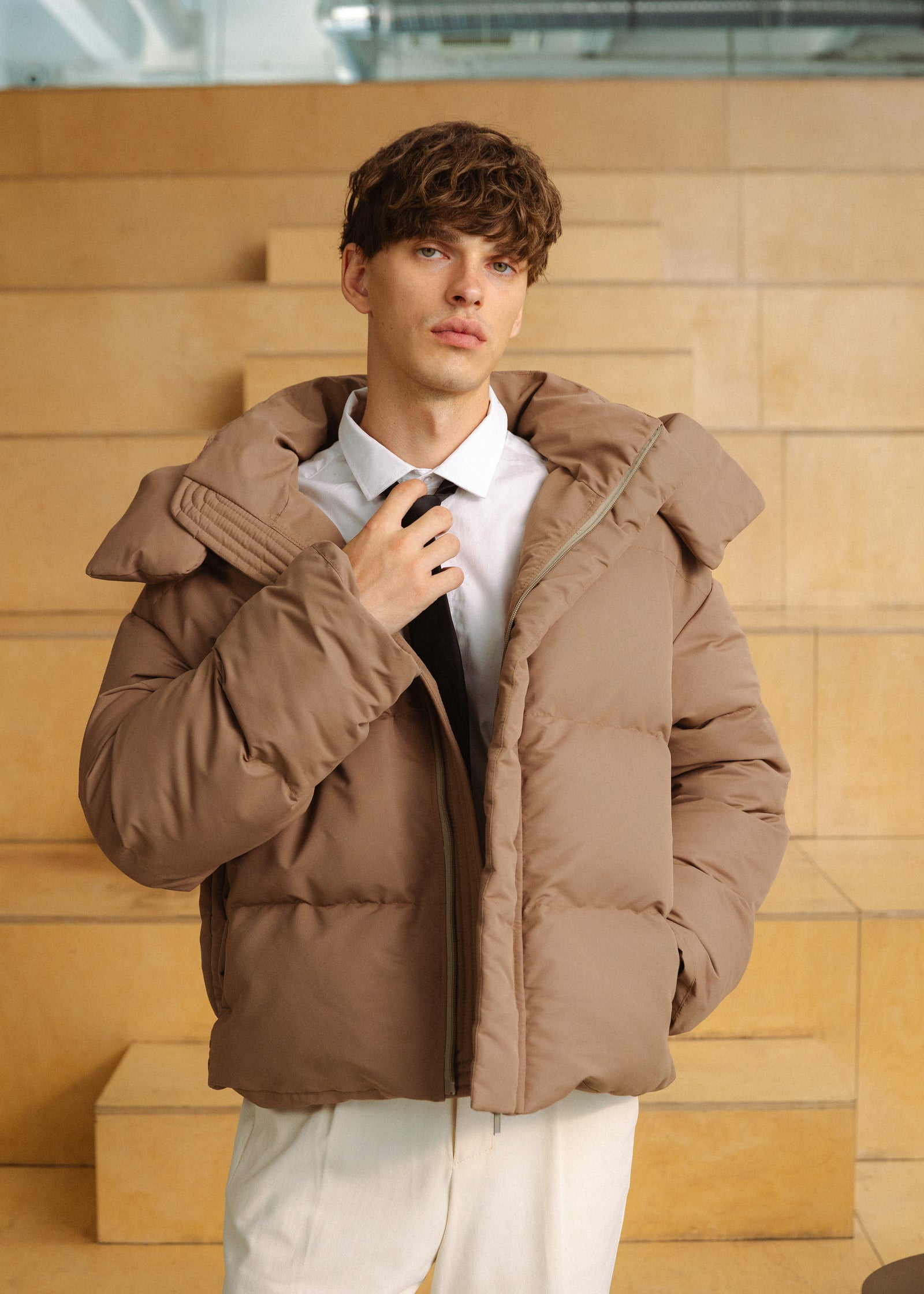 Brown Puffer Jacket M