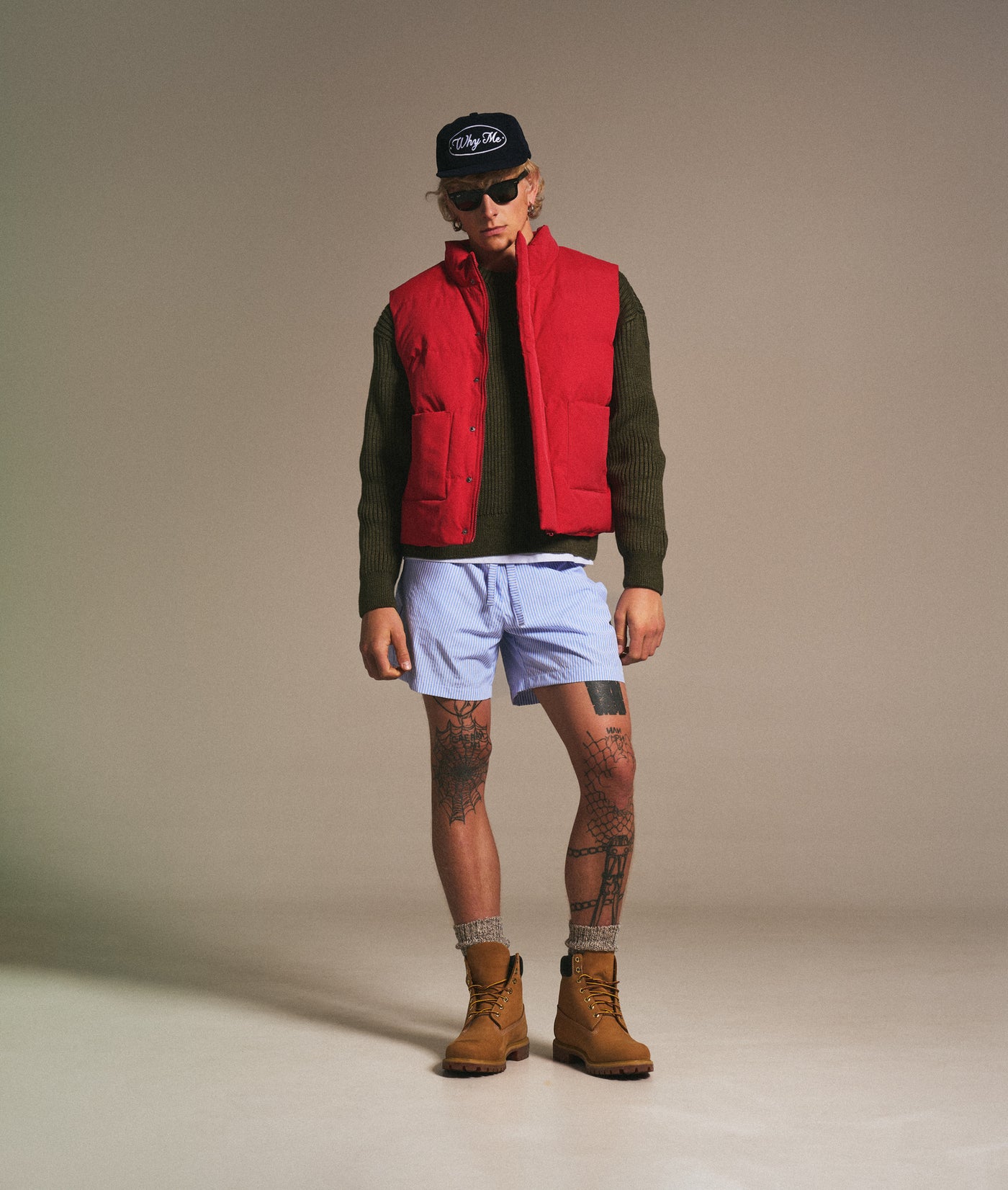 Red puffer vest –