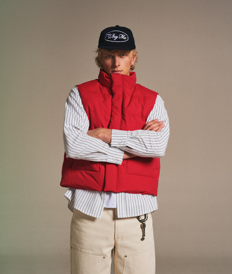 Red puffer vest