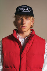 Red puffer vest