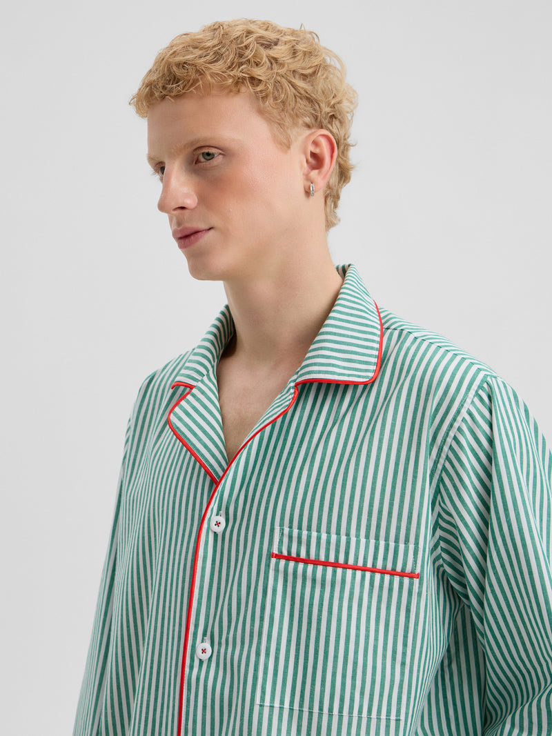 Піжамна сорочка в зелену смужку 
