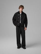 Black Work jacket with metal closures