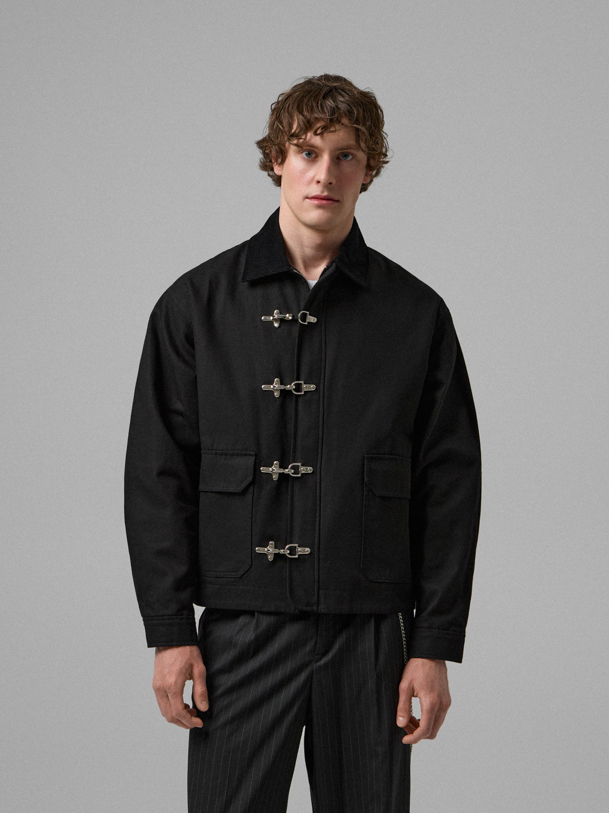Black Work jacket with metal closures – whyme.brand