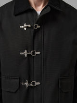 Black Work jacket with metal closures