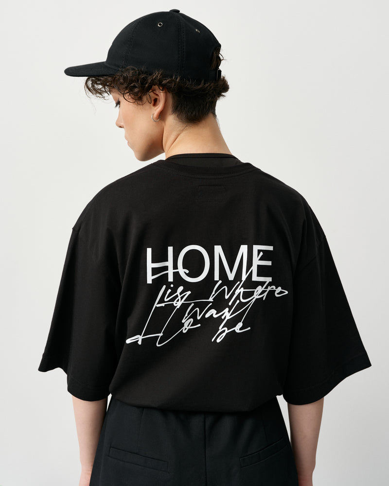 Oversized Black T-shirt "Home"