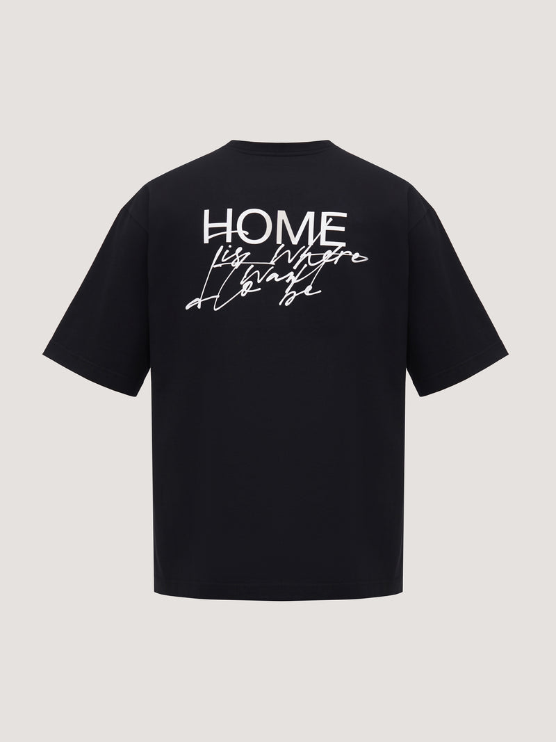 Oversized Black T-shirt "Home"