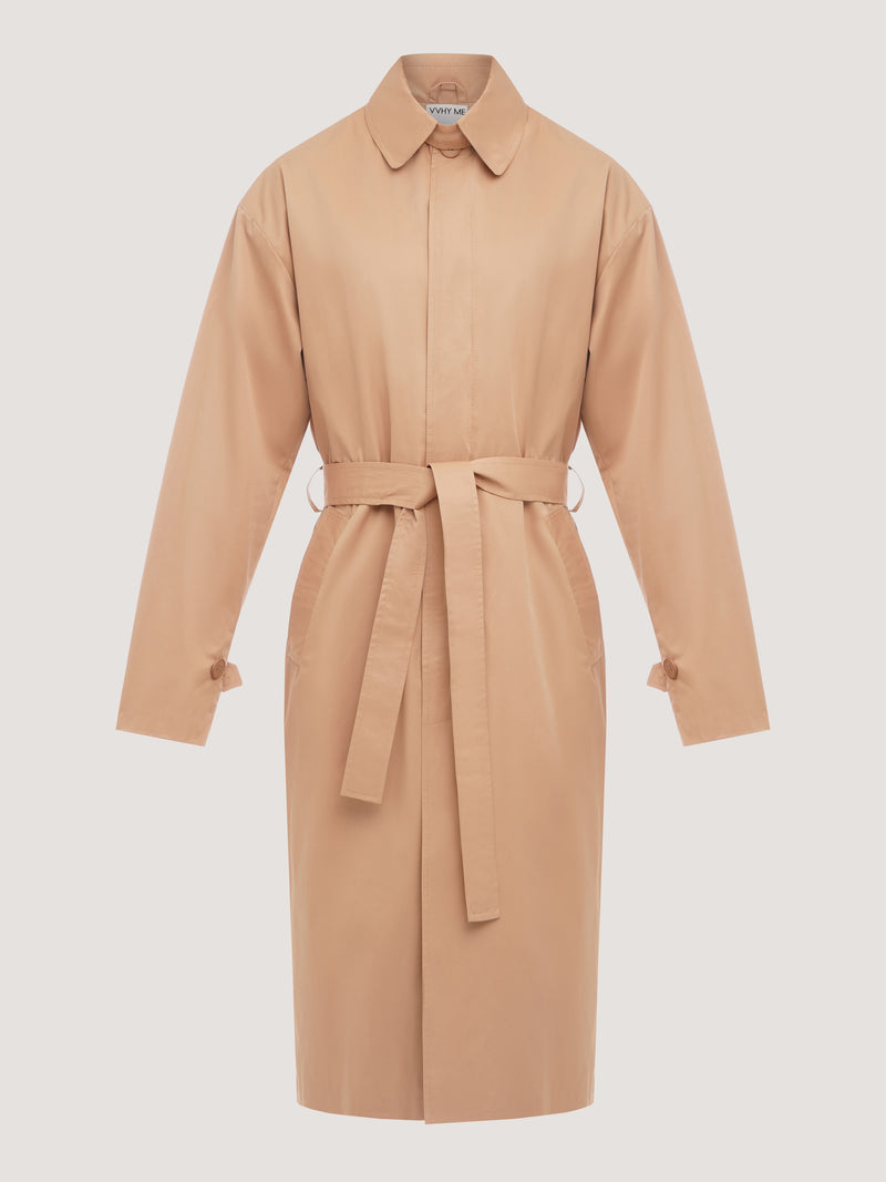 Button-Up Sand Trench Coat
