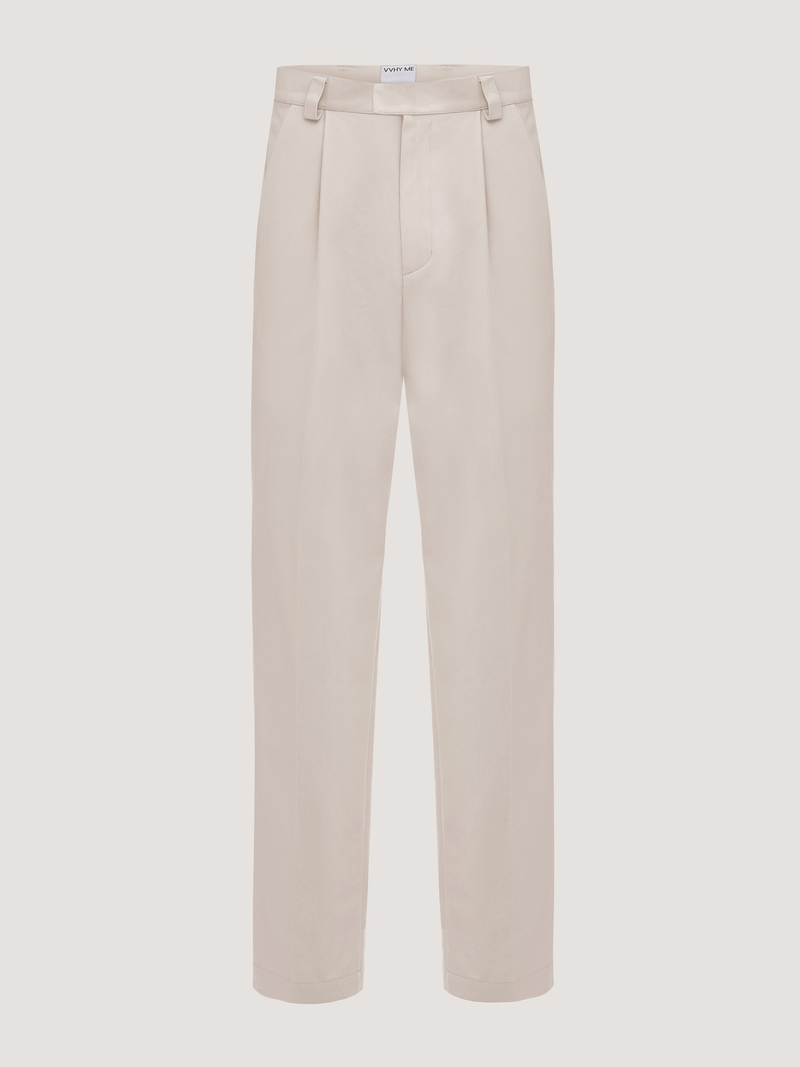 Le Pantalon classique en coton beige